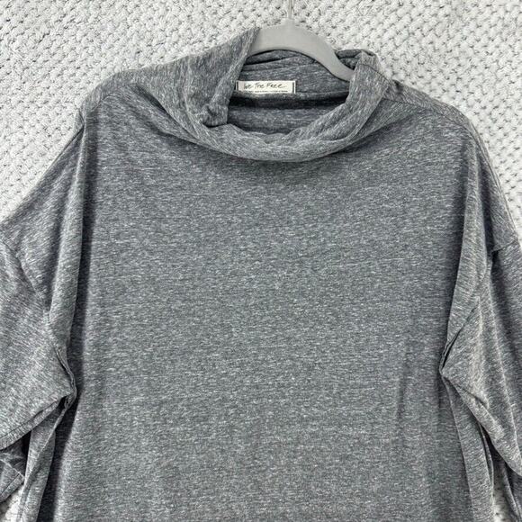 We The Free Sweater Women XS Heather Gray Drape Mock Neck Long Sleeves Oversized - Picture 3 of 12